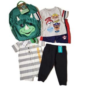 Baby Boys Clothing & Backpack Lot – Size 12M – 5 Pieces – All New Condition